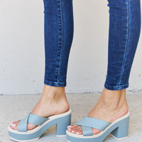 Weeboo Cherish The Moments Contrast Platform Sandals in Misty Blue