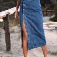 Button Down Denim Skirt