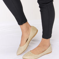 Forever Link Rhinestone Point Toe Flat Slip-Ons