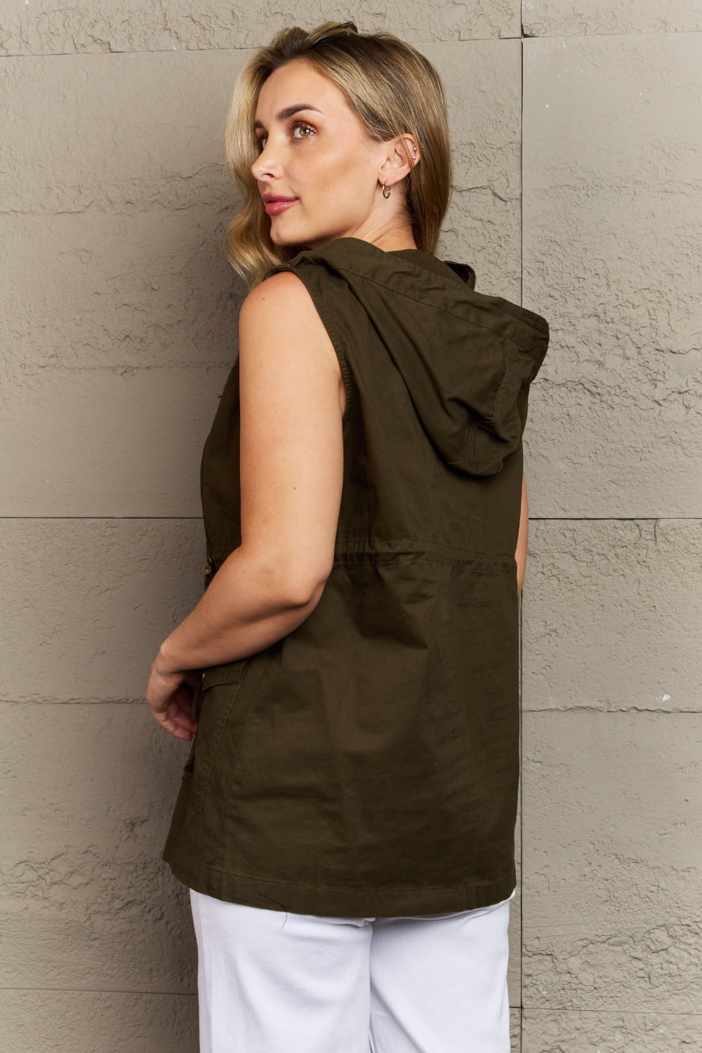 Zenana More To Come Full Size Military Hooded Vest