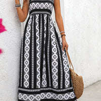 Printed Square Neck Wide Strap Cami Dress