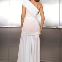 One-Shoulder Ruched Maxi Dress