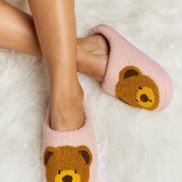 Melody Teddy Bear Print Plush Slide Slippers