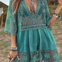 Lace Detail Plunge Cover-Up Dress