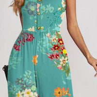 Decorative Button Spaghetti Strap Wide Leg Jumpsuit