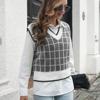 Plaid V-Neck Sweater Vest