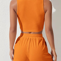 Scoop Neck Wide Strap Top and Drawstring Shorts Set