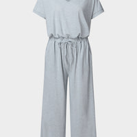 V-Neck Short Sleeve Jumpsuit