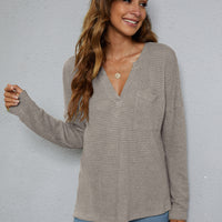 Dropped Shoulder High-Low Waffle-Knit Top