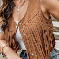 Fringe Snap Down Vest Coat