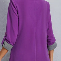 Lapel Collar Roll-Tab Sleeve Blazer