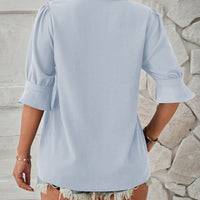 Notched Half Sleeve Blouse