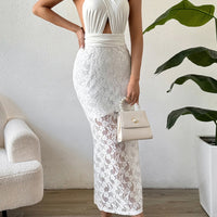 Lace Crisscross Sleeveless Maxi Dress