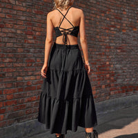 Elastic Waist Tiered Midi Skirt