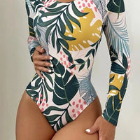 Crisscross Round Neck Long Sleeve Swimwear