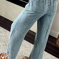 Drawstring High Waist Jeans with Pockets