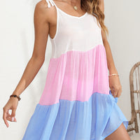 Color Block Spaghetti Strap Cover-Up Dress