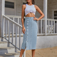 Button Down Denim Skirt