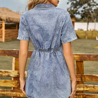 Snap Down Short Sleeve Denim Dress