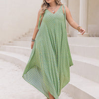 Plus Size Printed V-Neck Wide Leg Jumpsuit