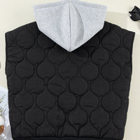 Drawstring Zip Up Hooded Vest Coat