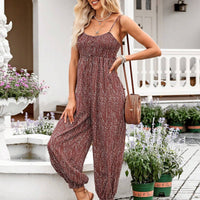 Printed Spaghetti Strap Jumpsuit