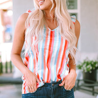 Striped Shoulder Detail V-Neck Tank