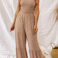 Floral Spaghetti Strap Smocked Wide Leg Jumpsuit