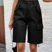 High Waist Denim Shorts with Pockets