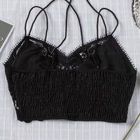 Smocked Eyelash Trim Lace Bralette