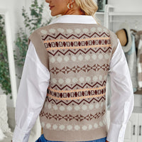 Geometric V-Neck Knit Vest