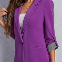 Lapel Collar Roll-Tab Sleeve Blazer