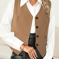 Pocketed Button Up Vest