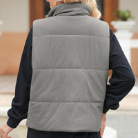 Pocketed Zip Up Turtleneck Vest Coat