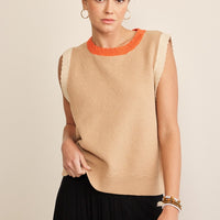 In February Contrast Round Neck Sweater Vest