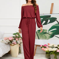 Off-Shoulder Straight Leg Jumpsuit