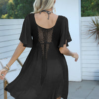 Openwork Flutter Sleeve Cover-Up Dress