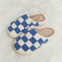 Melody Checkered Print Plush Slide Slippers