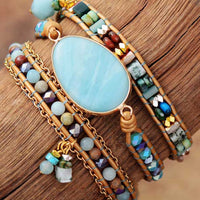 Handmade Natural Stone Beaded Triple Layer Bracelet