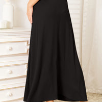 Double Take Full Size Soft Rayon Drawstring Waist Maxi Skirt Rayon