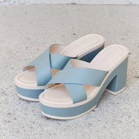 Weeboo Cherish The Moments Contrast Platform Sandals in Misty Blue