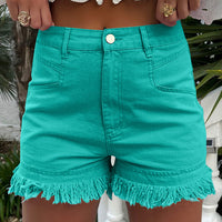 Raw Hem High Waist Denim Shorts