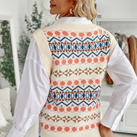 Geometric V-Neck Knit Vest