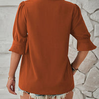 Notched Half Sleeve Blouse