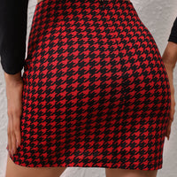 Houndstooth Slit Mini Skirt