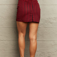 Houndstooth Slit Mini Skirt