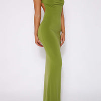 Backless Wide Strap Maxi Dress