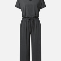 V-Neck Short Sleeve Jumpsuit