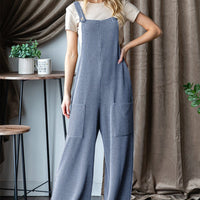 Heimish Full Size Ribbed Front Pocket Sleeveless Jumpsuit