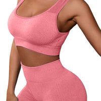 Cutout Scoop Neck Tank and Shorts Active Set